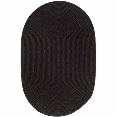 Wool Solids Area Rug - Oval - S112 Black